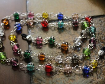 Unique Eyeglasses Wire Wrapped Necklace for Glasses, Eyeglass Chain, Multicolor Chain for Glasses, Eyeglass Accessory, Eyeglasses Jewelry
