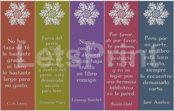 Señaladores imprimibles con citas sobre libros y lectura