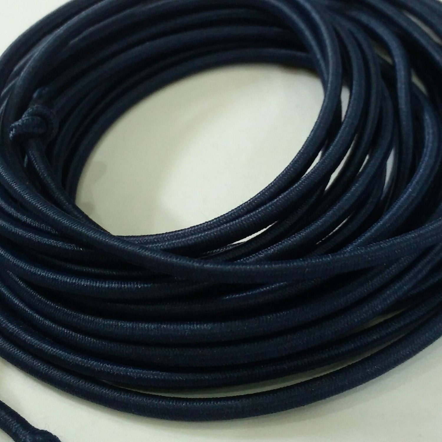 Elastic Draw String 3 mm. Diameter Navy Blue Elastic Cord