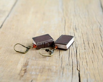 Mini book earrings Book jewelry Miniature books Gift book earrings Book lover gift Literary jewelry gift Bookish earrings Librarian gift