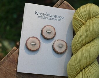 SALE! 3 Sassafras Wood Buttons- Reclaimed Wood Buttons- Knitting, Sewing, Craft Buttons- DIY Craft Supply
