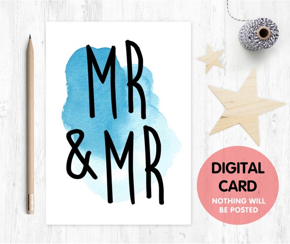 PRINTABLE mr and mr card gay wedding card printable gay engagement card LGBT printable wedding card gay anniversary printable card