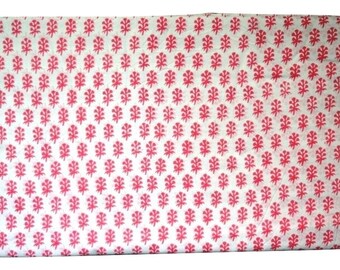 1 to 50 Yard Indian Block Printed Cotton Pink Booti Fabric