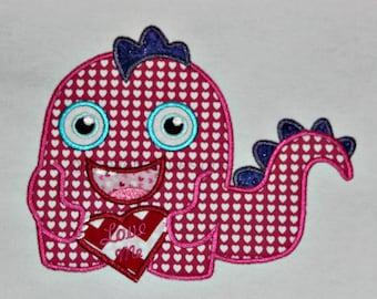 Love Me Valentine Little Monster Applique Design