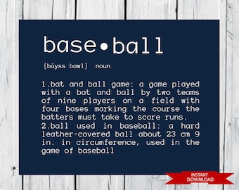 Baseball Definition - Baseball Decor - INSTANT Download PDF 8x10