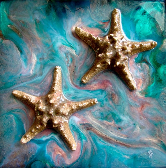 Coastal Starfish Painting, Starfish Original Art, Original Beach Art, Beach house art, Coastal Art, Starfish Painting, Ocean painting