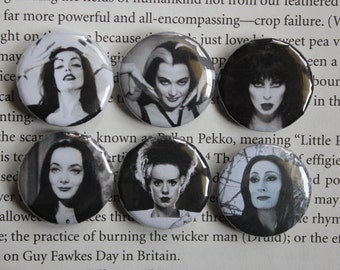 Ladies of the Macabre set of 6 pin-back buttons
