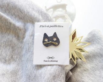 Glitter cat badges