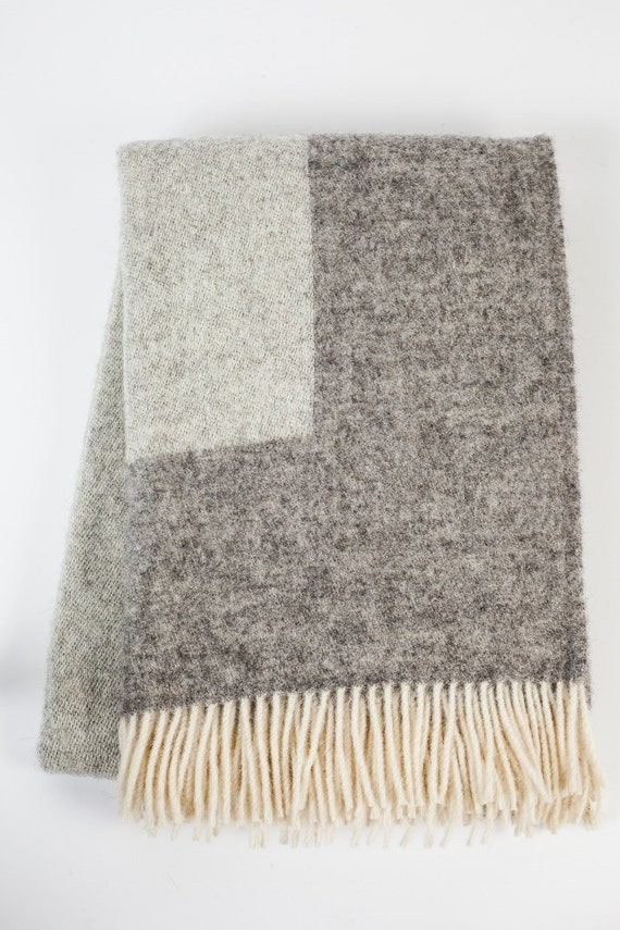 Natural grey England sheep wool blanket / grey wool blanket