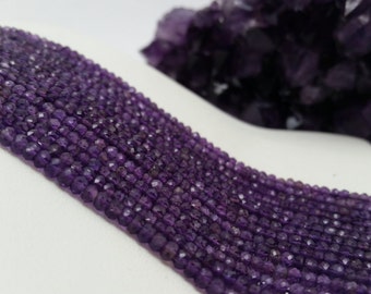 African Amethyst Faceted Rondelles AA Quality 3-4 mm, 13.5-14"L