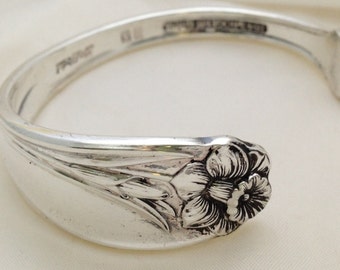 Spoon Bracelet. Daffodil 1950. Cuff Bracelet. Spoon Jewelry. Silverware Jewelry. Silver Bracelet.