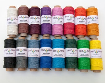 TRUE HEMP Twine Cord in Spool - 1mm diameter 20lb - 205feet / 62m / 50gram per spool - Many colors for your choices