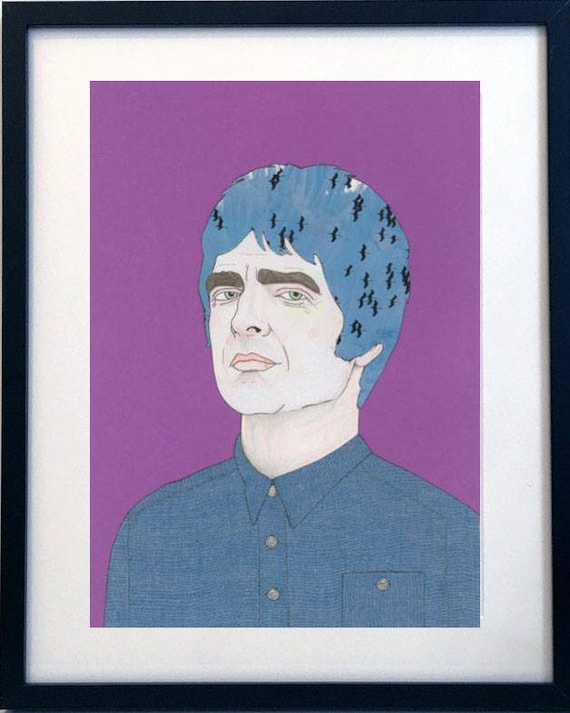 Manchester Music Icon Noel Gallagher giclee mixed media portrait print