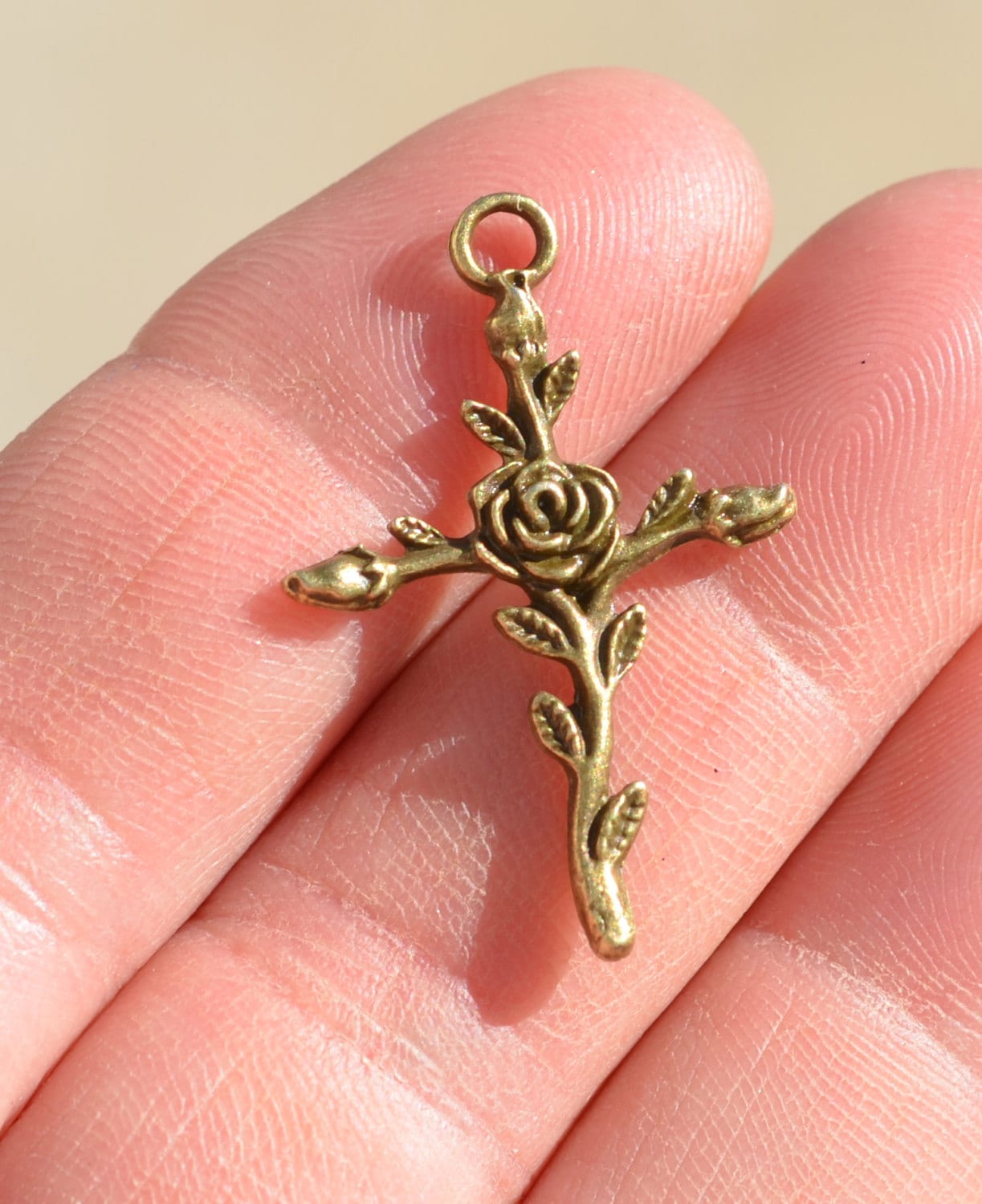 BULK 20 Antique Bronze Cross Charms BC3122