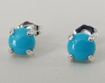 Sleeping Beauty Turquoise Stud Earrings, Sterling Silver, Arizona Turquoise, Post Earrings, December Birthstone Jewelry, Turquoise Gemstone