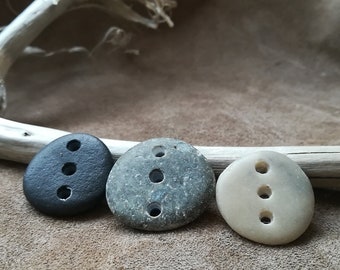 Drilled Sea Stone links 3pcs, connectors Stone jewelry components
