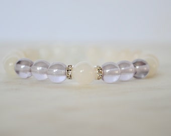 PROTECTION. Alexandrite Glass Bracelet. Moonstone Bracelet. June Birthstone. Stretch Bracelet. Gemstone Bracelet. Stacking Bracelet.