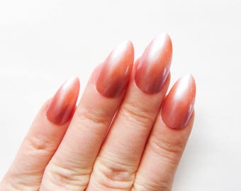 Antique Pink Fake Nails / Press on Nails / Stiletto Nails / Almond Nails / Vintage Pink / Nails