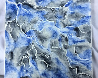 Lightning in the Sky - Original Watercolor Painting on Canvas