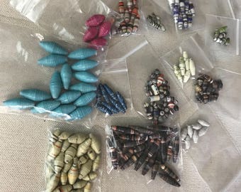 ASSORTED Paper Beads | Mixed Lot Beads | Bundle Mixed Beads | Handmade Paper Beads | DIY Jewelry Making Supplies | Jewelry Beads | Beads