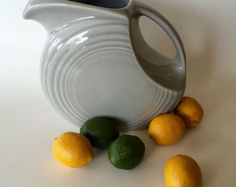 DISK Fiesta Pitcher Limited Edition FIESTA Large Gray Disk Ceramic Pitcher Water Pitcher Ceramic Pottery Fiesta Disk Pitcher Vintage Serving