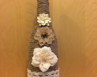 Decorative Wine Bottles Wrapped in Twine
