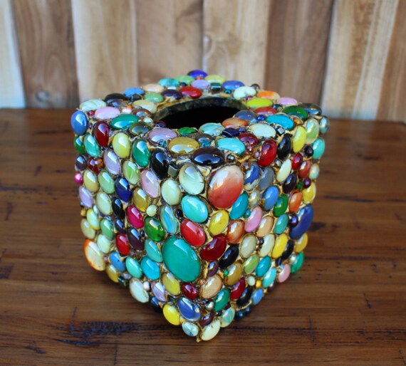 Download Tissue Box Cover Multi Color Glass Gems