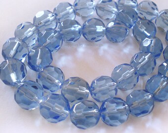 20pcs - 8mm Faceted Blue Glass beads