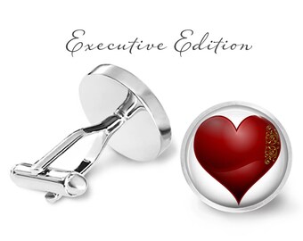 Hearts Cufflinks - Playing Card Cuff Links - Vegas Casino Cufflink - Poker Cufflinks - Gambling Cuff Link (Pair) Lifetime Guarantee (S0559)