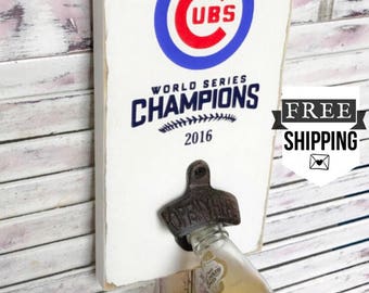 Cubs Sign | Chicago Cubs | Cubs World Series Sign l Cubs Bottle Opener l Wall Mounted Bottle Opener l