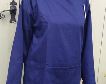 Artist's smock in dark blue cotton twill, available in sizes Medium & Large