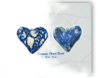 heart bead,blue heart , Heart bead for necklaces, necklace bead supply,clay heart bead, # 124