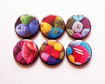 Knitting Magnets, Button magnets, Yarn Magnets, Kitchen Magnets, Fridge Magnet, gift for mom, bright colors, gift for knitter (5464)