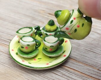 Miniature Tea Set,Miniature Coffee Set,Miniature Drink,Dollhouse Tea set, Miniature Tea Pot,Miniature Coffee,Tea Set,Coffee Set