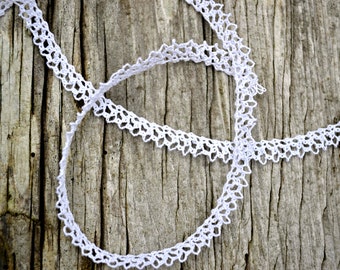 Handmade Bobbin Lace, Baby Lace Edging for Scrapbooking, Lace for Weddings, Custom Lace by the Inch, White Baby Lace Authentic Handmade Lace