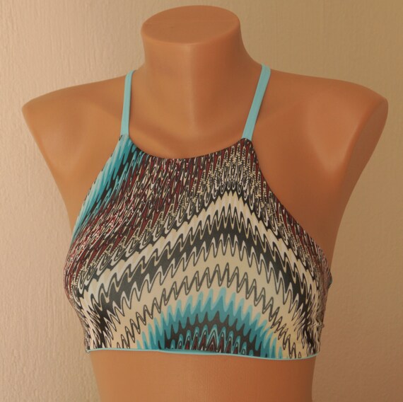 Items similar to Bikini top/Strappy high neck halter bikini top