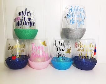 Princess Wine Glass Set of 6/ Disney Bachelorette/ Disney Cruise/ Disney Girls Trip/ Disney Wedding/ Disneyland Birthday