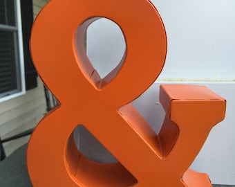 Ampersand, Metal Letters, Wall Decor, Wall Metal Letter, Orange Letter, Shelf Letter, Shelf Metal Letter - New Item