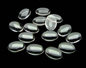 Set of 6 oval 14 mm x 9 mm glass domes