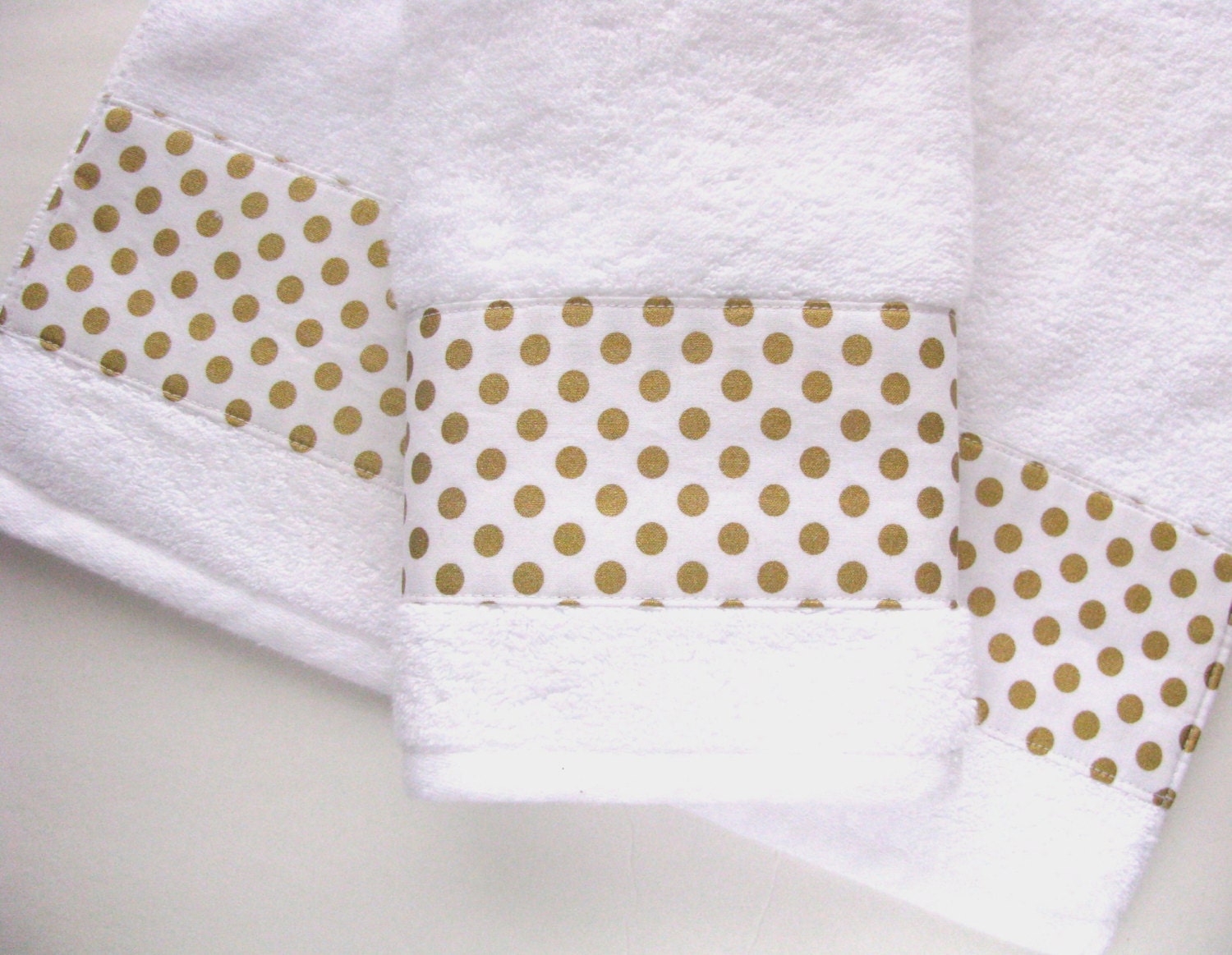Gold and White Towels hand towels bath towels custom