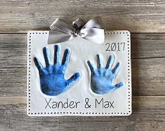 Personalized Brother Sister Art - Personalized Handprint Art - Childrens Hand Imprint Kit - Kids Handprint Keepsake Kit - Handprint Mold