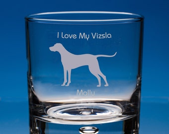 Hungarian Vizsla Dog Gift Personalised Engraved Whisky Glass - Add your Name and Message - Birthday Gift, Christmas Gift, Dog Lover Gift