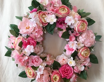 Front Door Wreaths - Spring Wreath - Spring Front Door Wreaths - Spring Wreaths - Summer Door Wreath - Pink Wreaths - Wreaths for Front Door