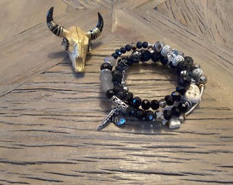 Black and silver wrap bracelet
