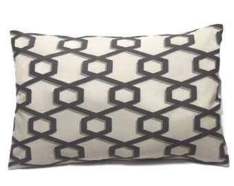 Decorative Lumbar Pillow Cover Brown Tan Cream Same Fabric Front/Back Toss Throw Accent 12x18 inch x