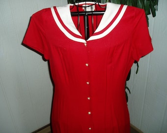Red and White AGB Sailor Style Dress