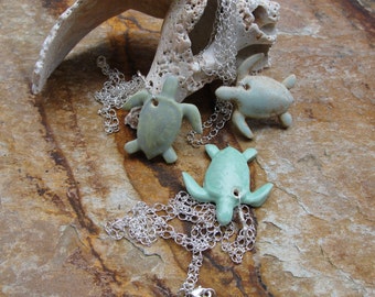 Ceramic Sea Turtle Pendant Necklaces