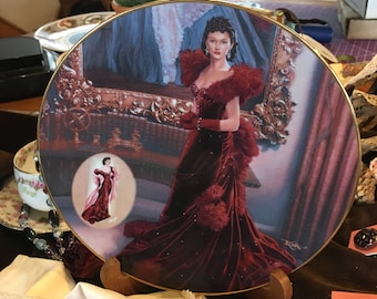 Vintage Gone With The Wind Collectible Plate The Red Dress Ltd. Scarlet! 1420A