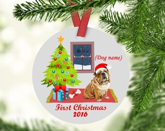 Bulldog Ornament - English Bulldog - English Bulldog Ornament - Bulldogs First Christmas Ornament - Bulldog Christmas Ornament