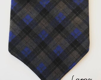 Large Blue/Grey Plaid Bandana Bibs